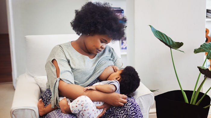 Black mom breastfeeding her baby