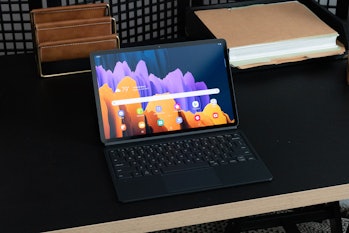 The Tab S7+ with the Book Cover Keyboard