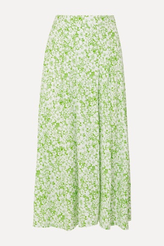 Faithfull the Brand Cuesta Pleated Floral-Print Crepe Midi Skirt