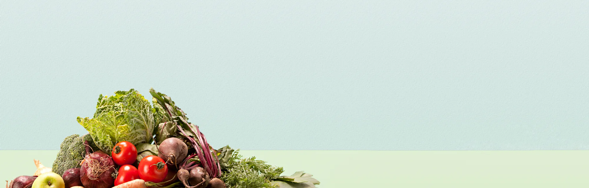 Pile of fruits and vegetables.