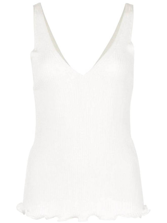 Ribbed-knit Stretch Tank Top White