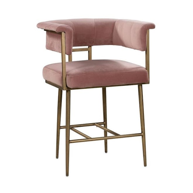 Astrid Blush Velvet Counter Stool