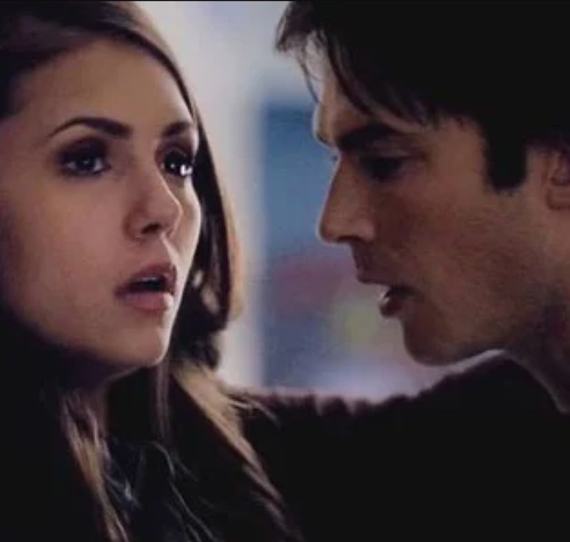 Ian Somerhalder as Damon Salvatore and Nine Dobrev as Elena Gilbert on The CW's 'Vampire Diaries'