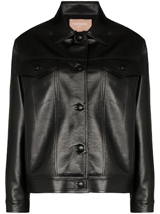 Faux Leather Button Up Jacket