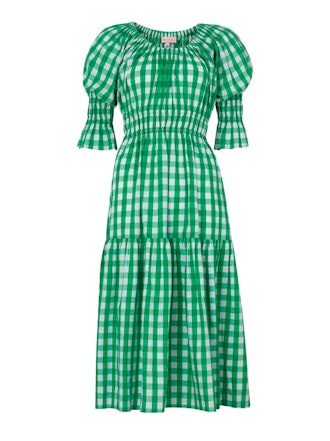 Margot Green Check Midi Dress