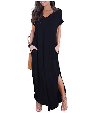 GRECERELLE Women's Loose Casual Split Maxi Dress