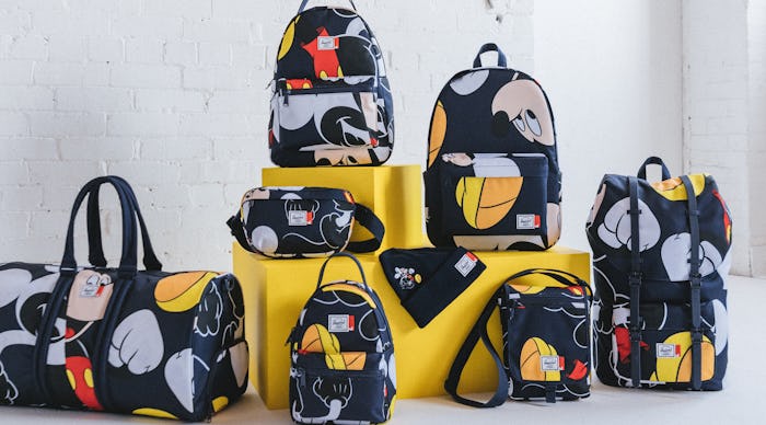 hershel disney collaboration featuring duffel bag, backpacks, fanny pack, beanie, and more