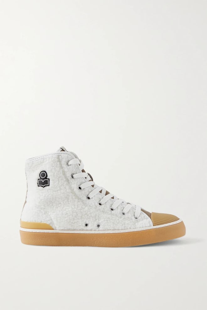 Benkeen Suede, Canvas And Rubber-Trimmed Faux Shearling Sneakers