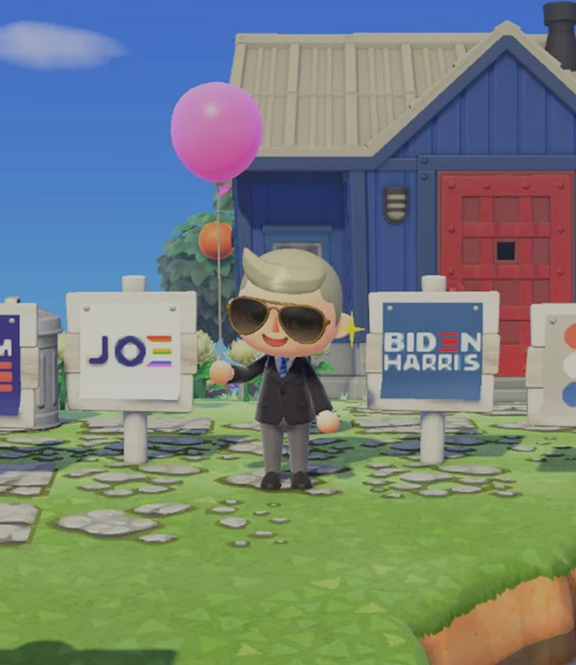 Kamala Harris and Joe Biden characters in Animal Crossing.