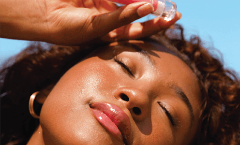 Tower 28's New ShineOn Milky Lip Jelly on model.