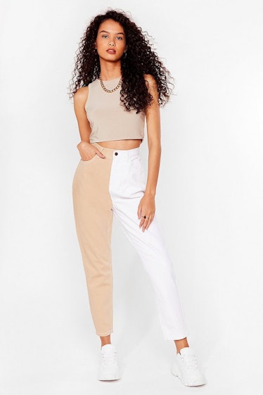 Nasty Gal Two-Tone's the Charm High-Waisted Mom Jeans