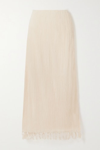 The Jaya fringed crinkled organic cotton-gauze maxi skirt 