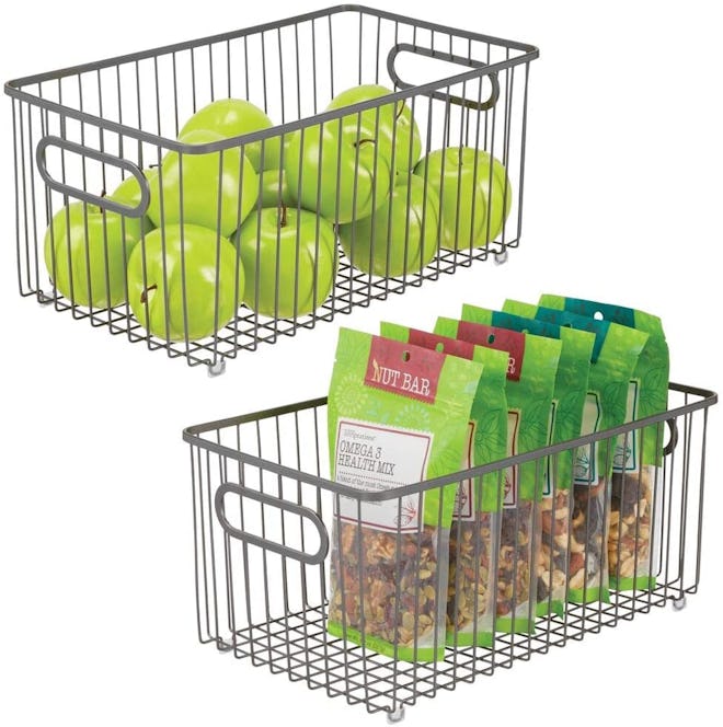 mDesign Set of 2 Extra Large Wire Baskets with Handles