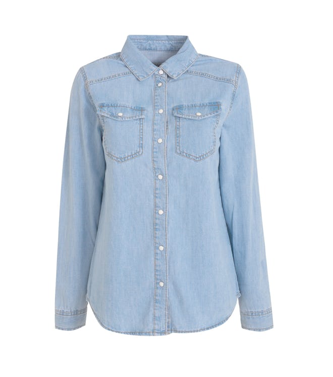 Bright Blue Denim Pocket Front Shirt