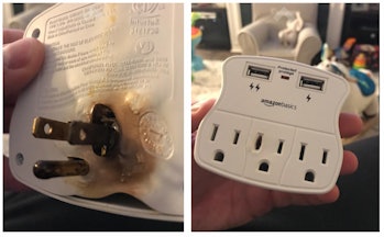 An Amazon-branded surge protector that exploded. 