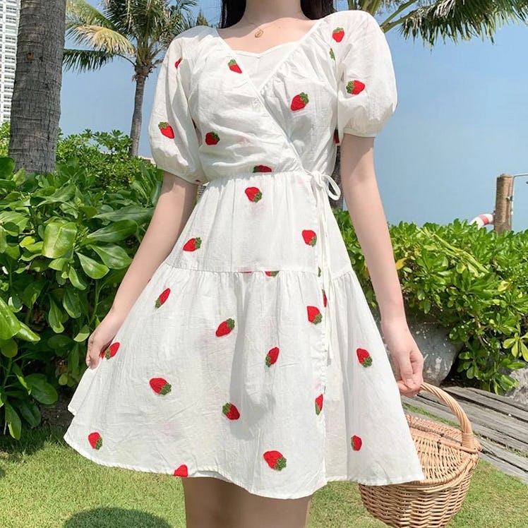 Dog Dog Lolita Strawberry Print Dress Set