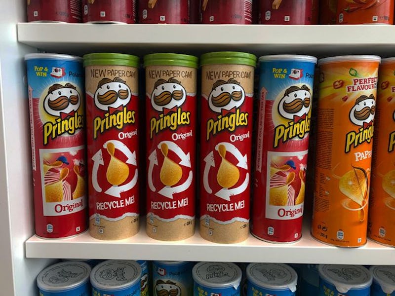 New Pringles can is made out of 90% paper to be more eco-friendly.
