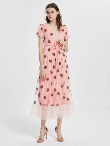 LinenHomeCN Sweet Strawberry Tulle Dress,