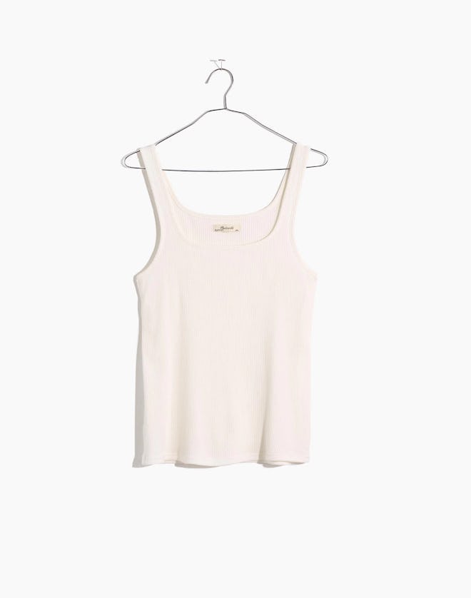 Ribbed Square-Neck Tank Top