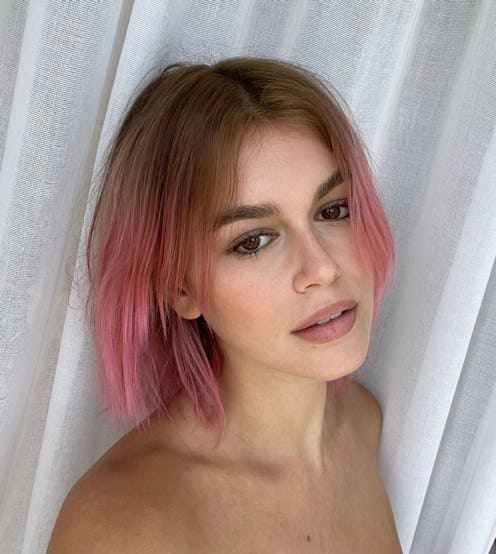 Kaia Gerber with pink hair