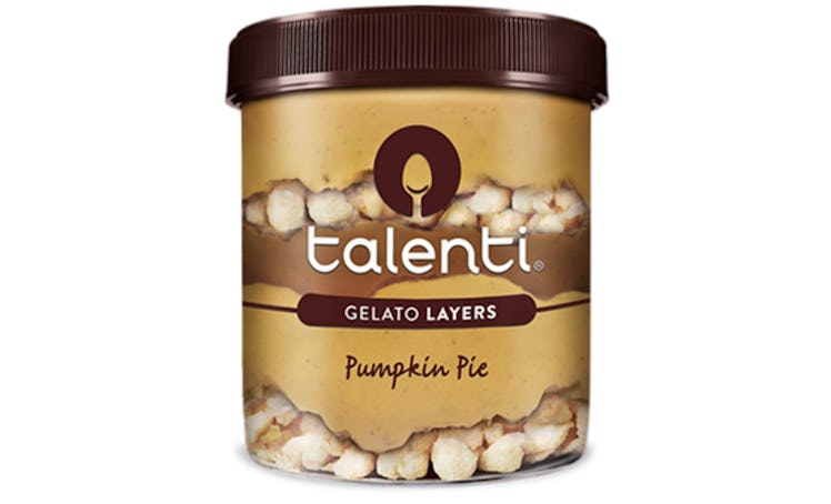 Talenti’s new Pumpkin Pie Gelato includes pie crust pieces.