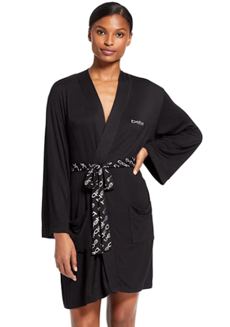 bebe Long Sleeve Belted Bathrobe with Pockets
