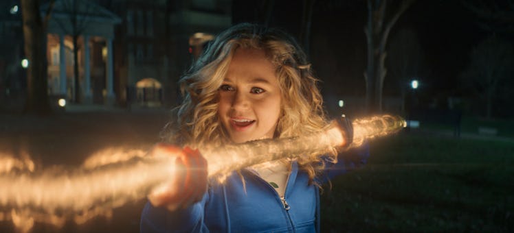 Stargirl using her Cosmic Staff for the first time.