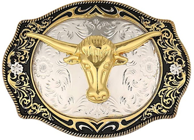 HUABOLA CALYN Long Horn Bull Western Belt Buckle