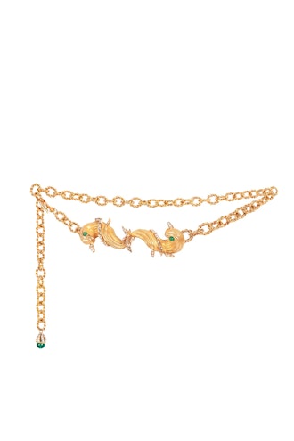 Pisces Embellished Gold-Tone Chain Belt