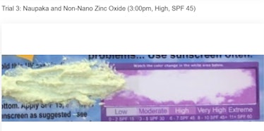 A poster with the trial to test the SPF levels of the Naupaka and Non-Nano Zinc Oxide concoction in ...
