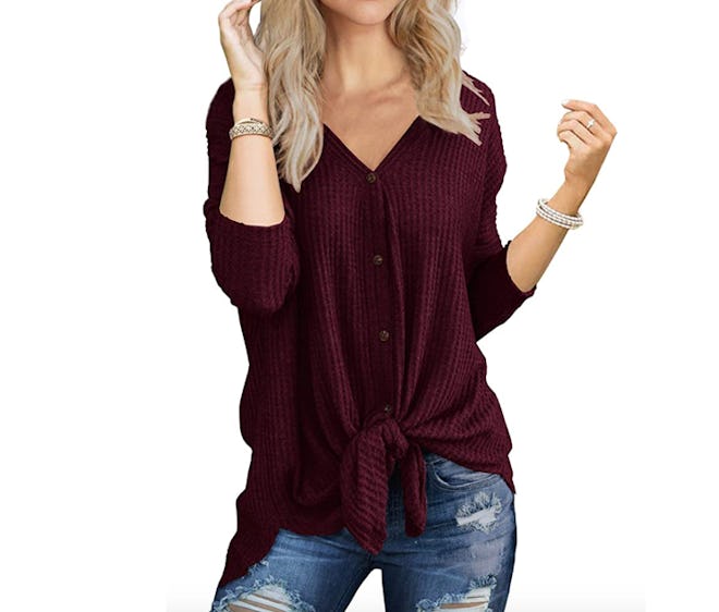 IWOLLENCE Waffle Knit Top