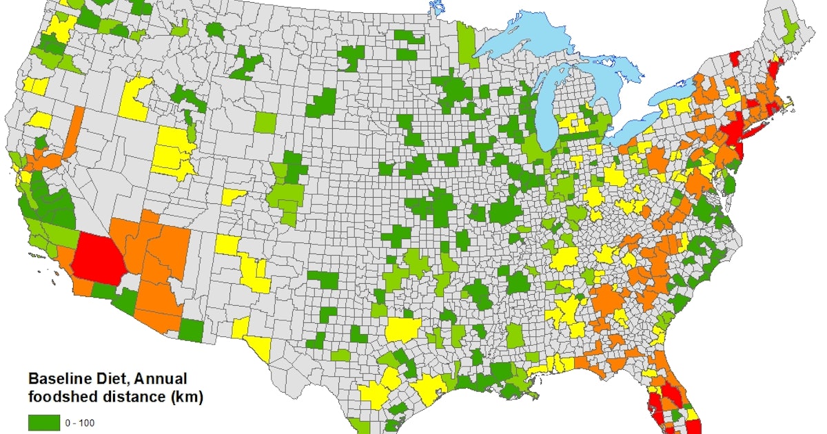 "Food miles" map shows how easy it is to eat locally in the United States