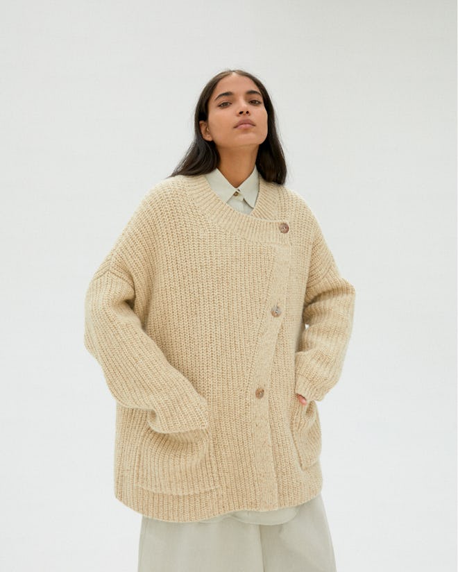 Natural Chunky Soft Wool Cardigan 