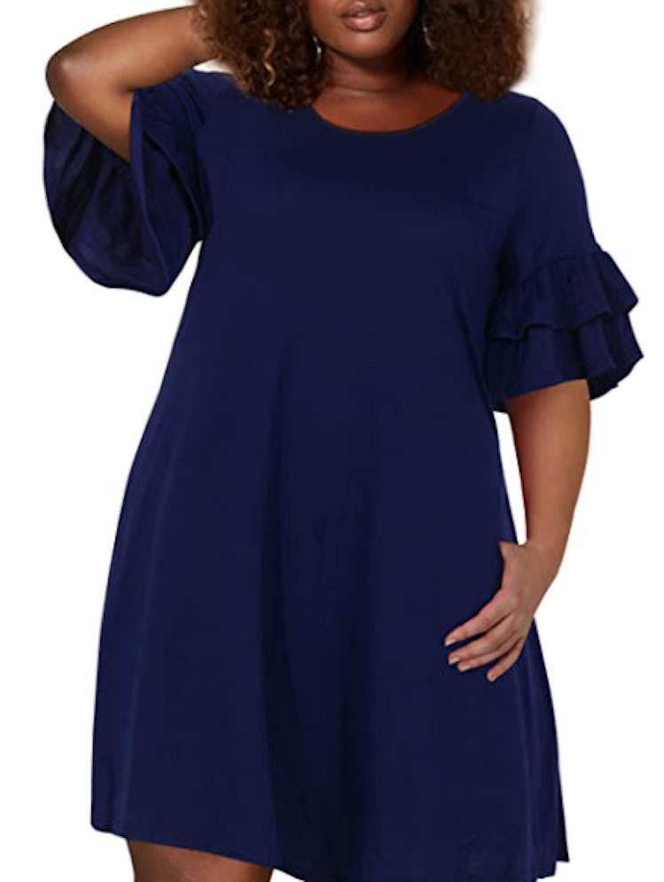 Nemidor Ruffle Sleeve Swing Dress