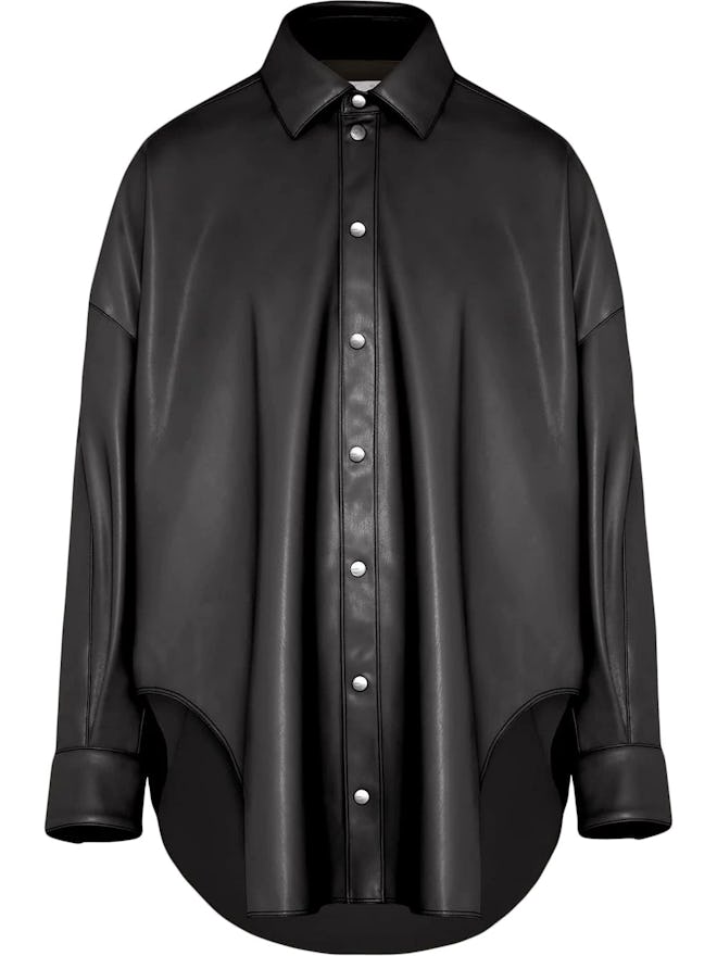 Faux leather oversized shirt