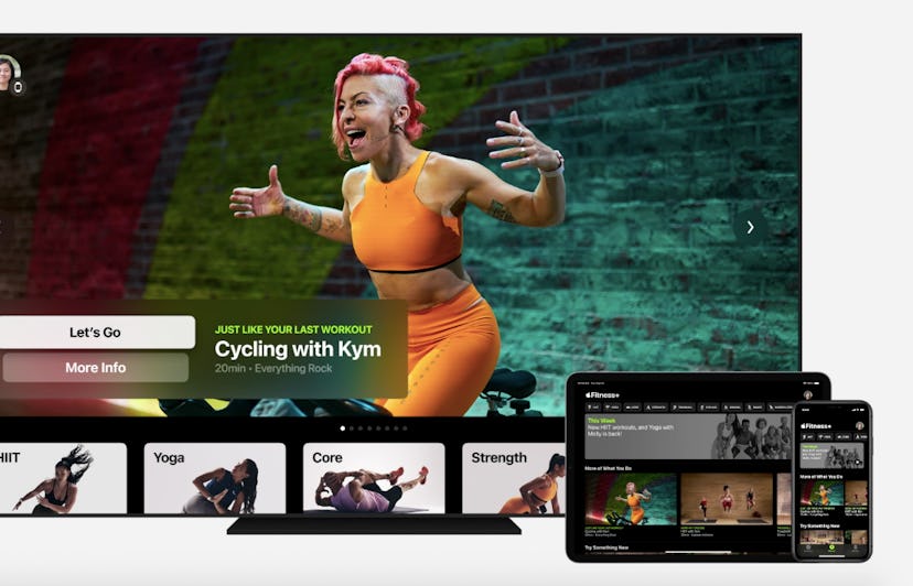 A screenshot of Fitness+, Apple's new virtual streaming workout service for Apple Watch.