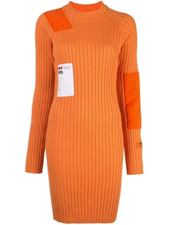 Orange Patch Ribbed Dress