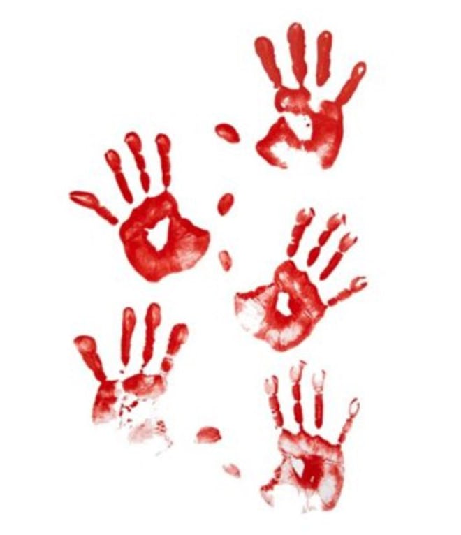 Floor Gore Bloody Human Handprints Decoration