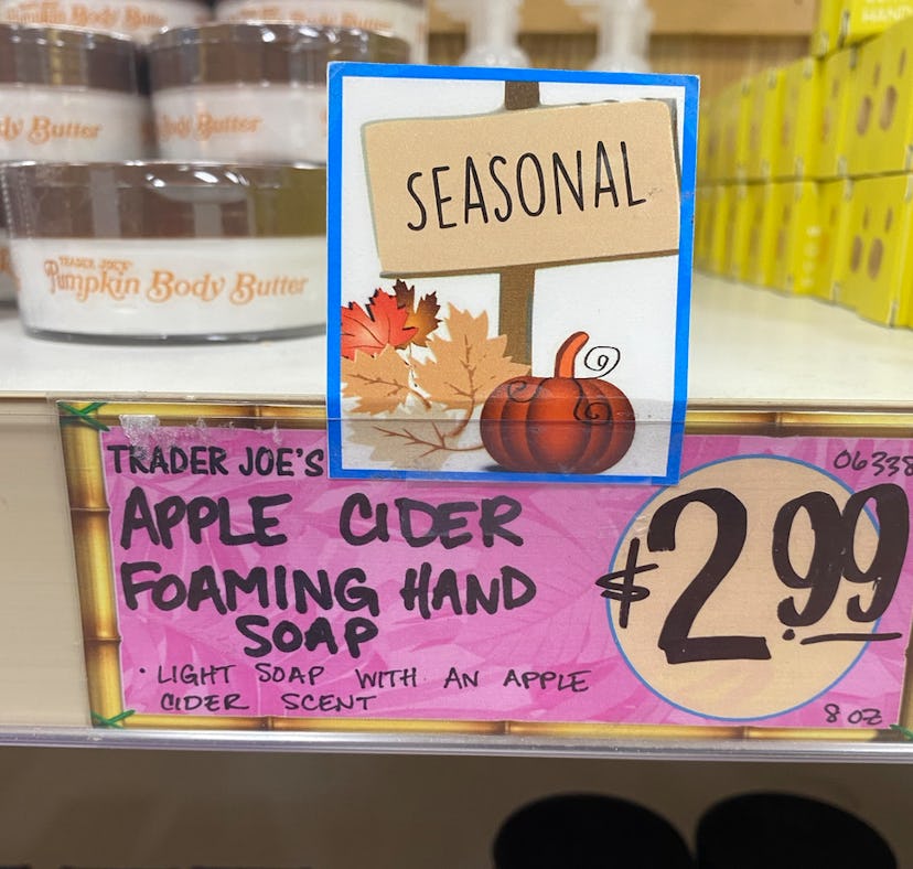 An image of jars of apple cider hand wash with a price tag reading $3.