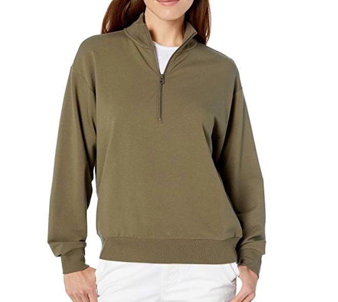 Daily Ritual Terry Cotton & Modal Quarter-Zip Sweatshirt and Crop Jogger Set