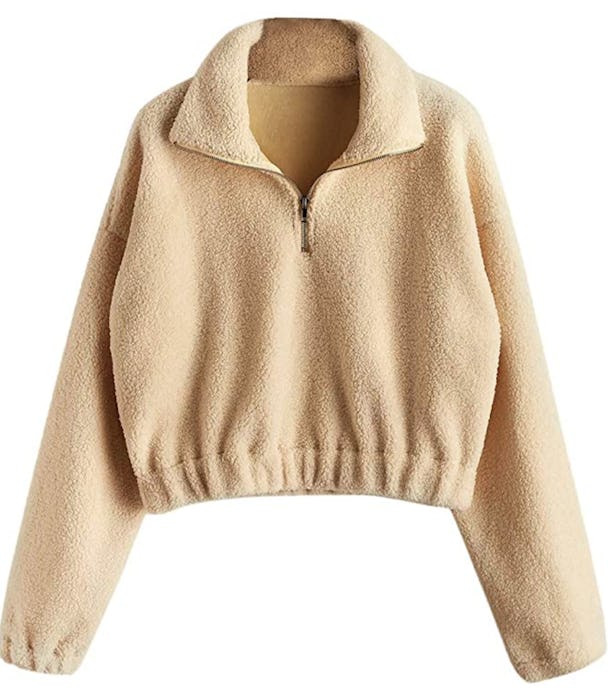 ZAFUL Women's Long Sleeve Half Zip Crop Pullover