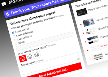 Mozilla's RegretReporter asks the public to report questionable YouTube recommendations.