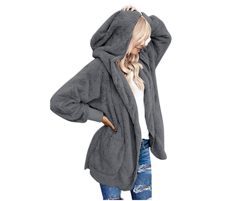 LookbookStore Fuzzy Hooded Cardigan