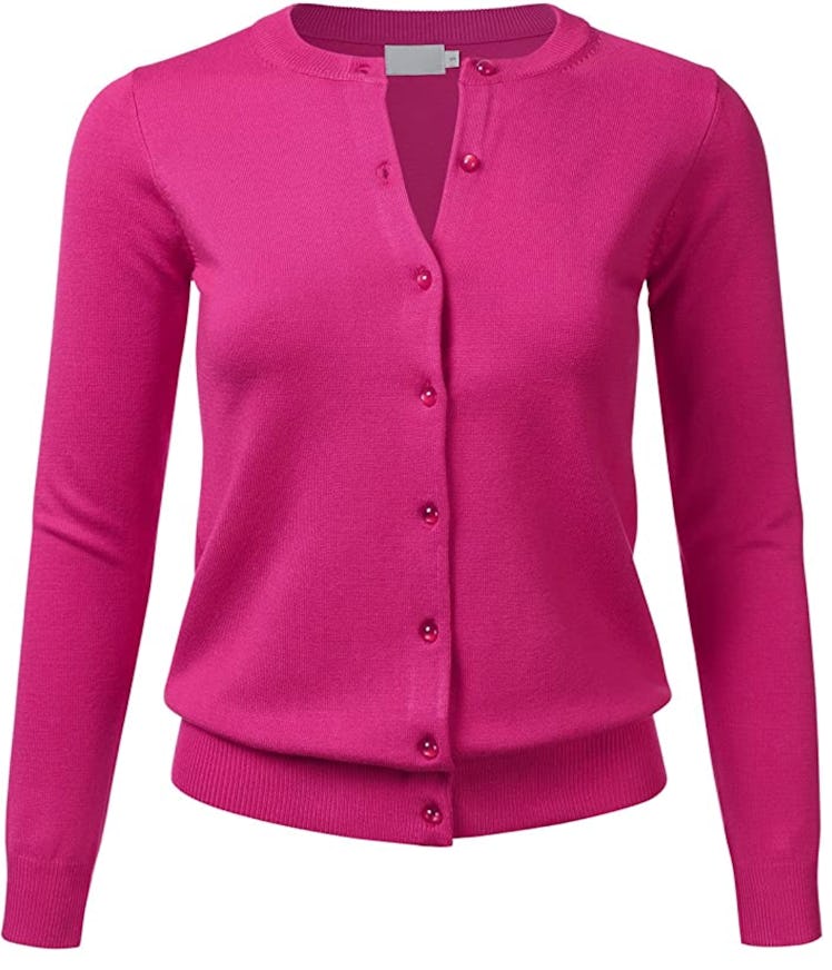 FLORIA Hot Pink Cardigan Sweater