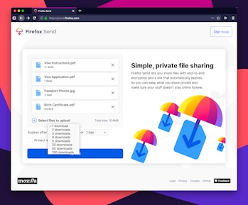 Firefox Send allowed users to transfer files over the web anonymously.