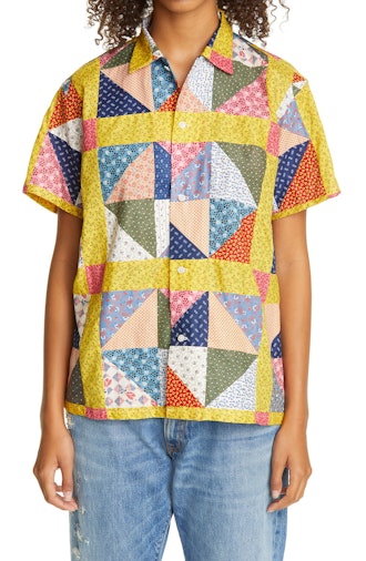 One of a Kind Flying Geese Patchwork Bowling Shirt