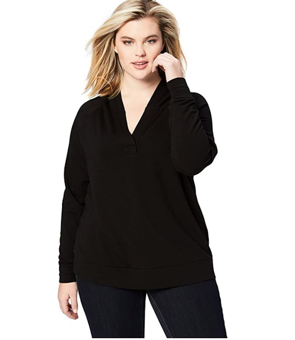 Daily Ritual Women's Plus Size Cotton Modal Terry Hooded Henley