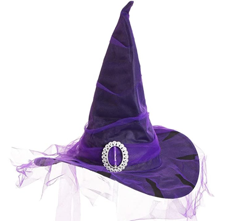 Black Witch Hat With Purple Veil