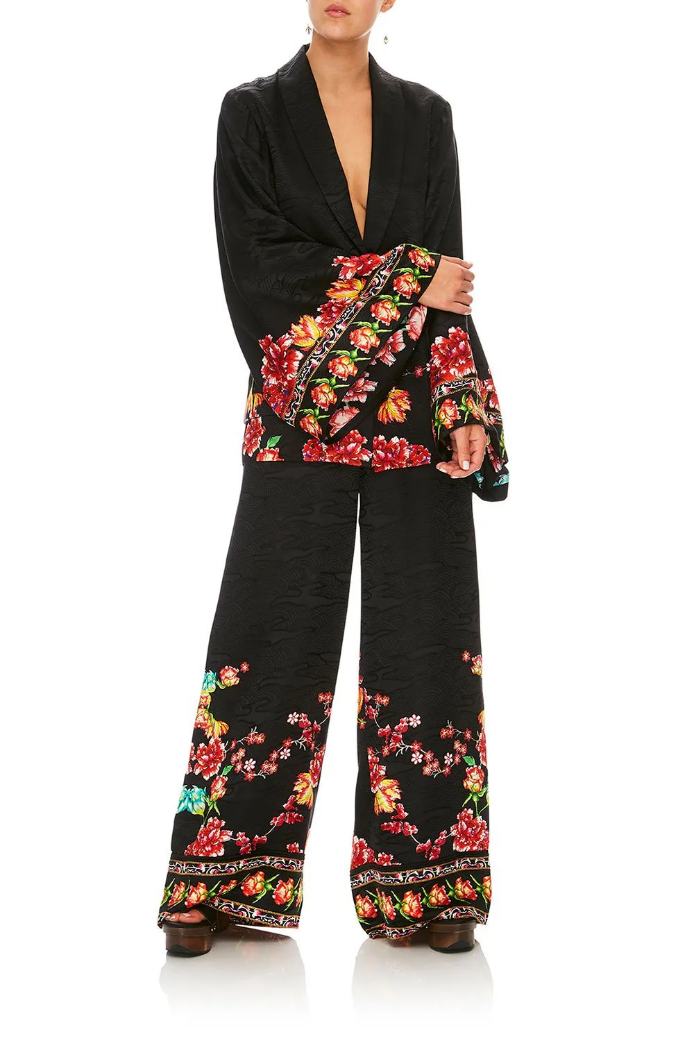 WIDE LEG PANT WITH CUFFS PAINTED LAND