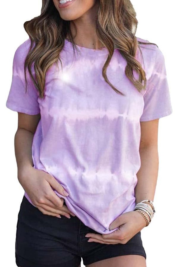 Clorys Summer Casual Short Sleeve Plus Size Tie Dye T-Shirt